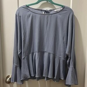 Peter Nygard Blue and White Striped Blouse